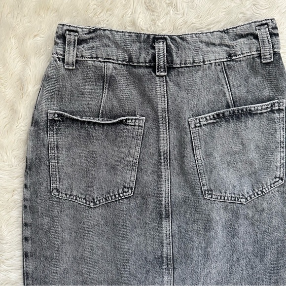 Free People We The Free Skirt Sidney Denim Midi Button Front Black Acid Wash 28 - Picture 6 of 12